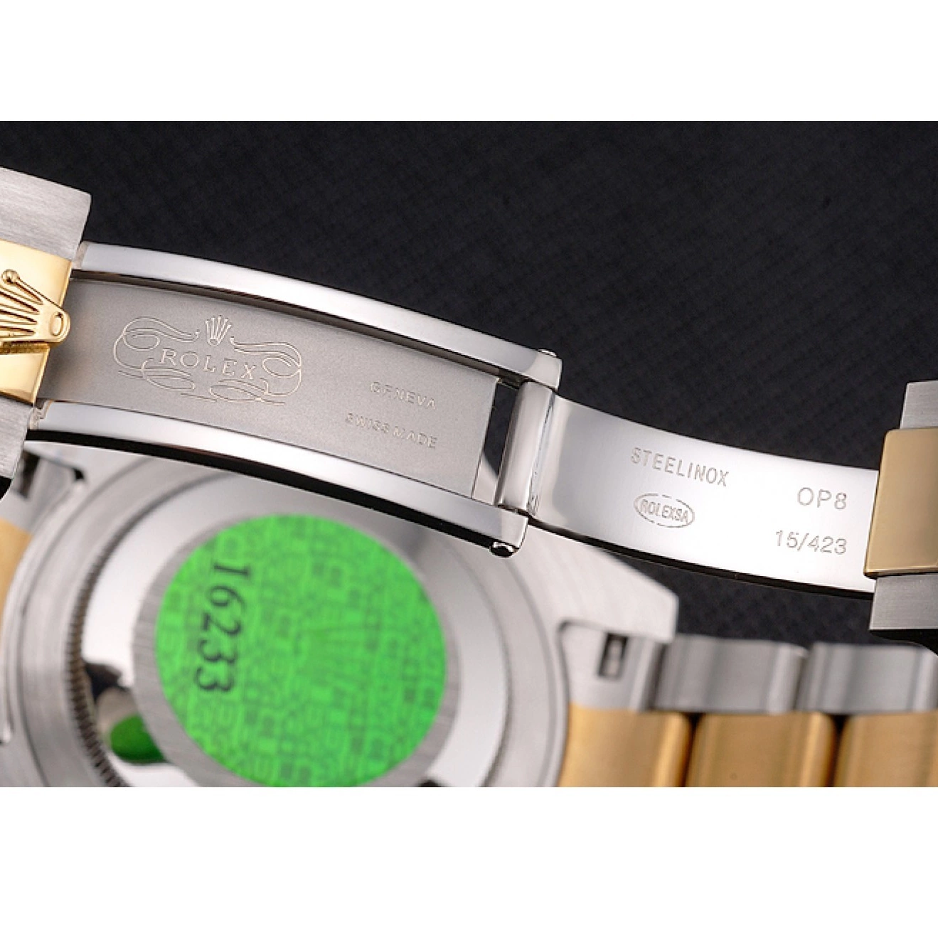 Aaa replica watch Submariner Dial Bezel Bracelet Steel Rolex Black Two Diamond Gold Swiss Gold Tone Markings 0706